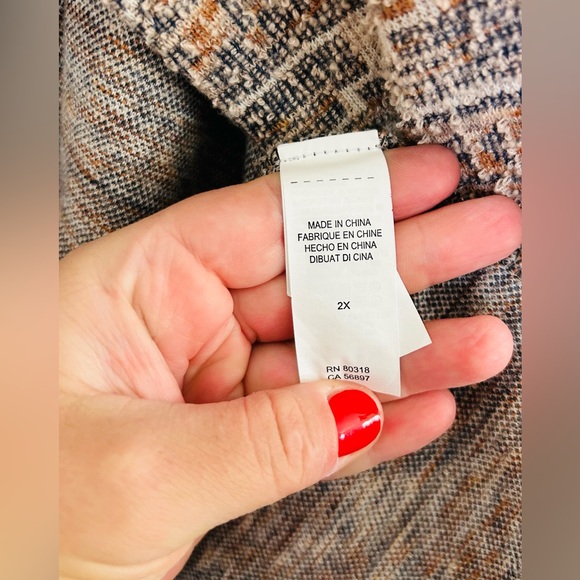 Lucky Brand Women’s Plus Aztec Boho  Open Front Knit Textured Cardigan Sweater - Picture 13 of 14